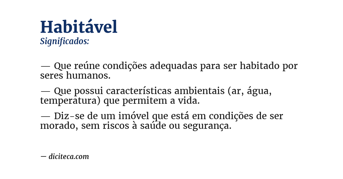 Significado de habitável