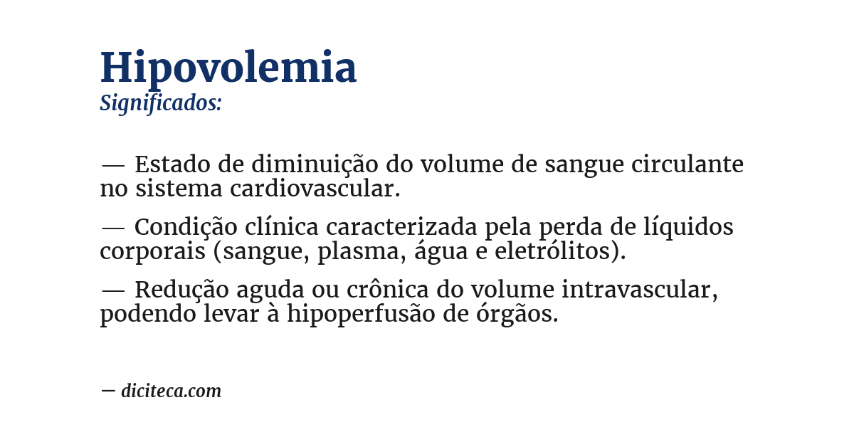 Significado de hipovolemia