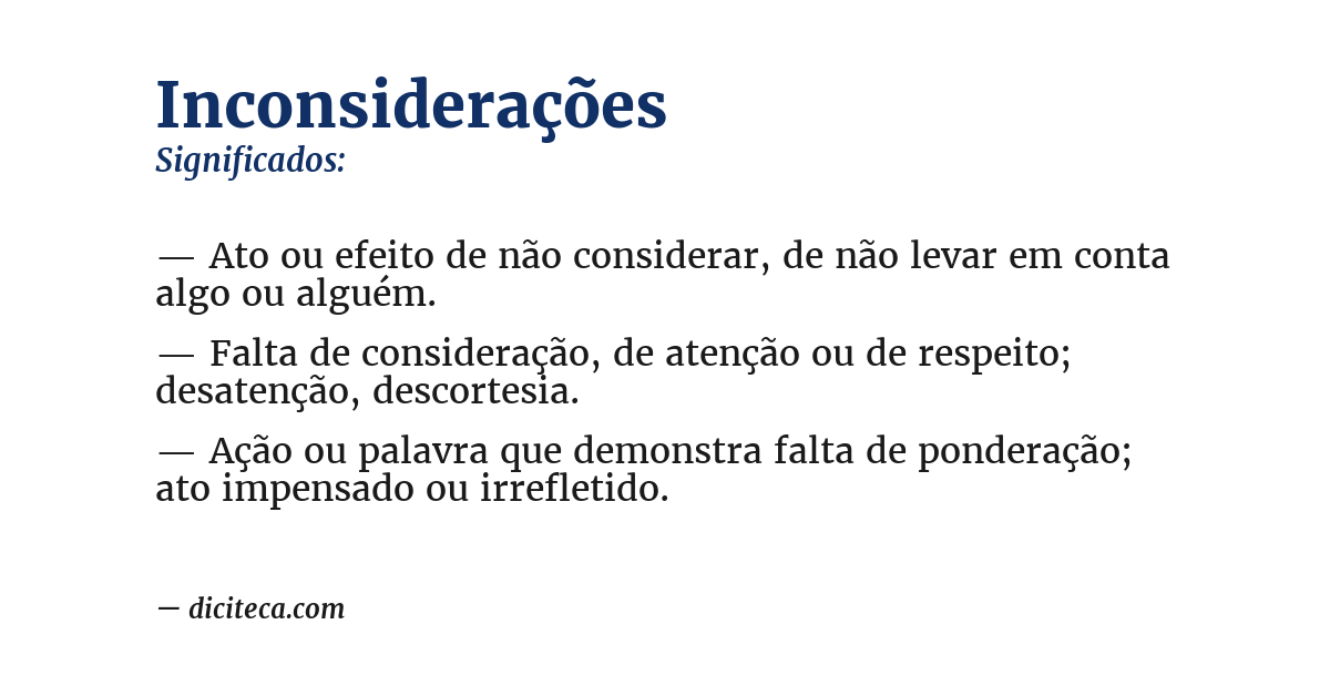 Significado de inconsiderações