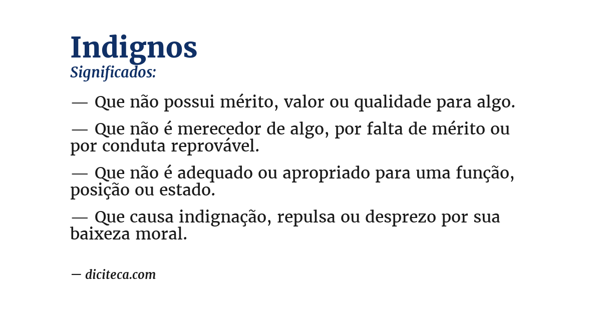 Significado de indignos