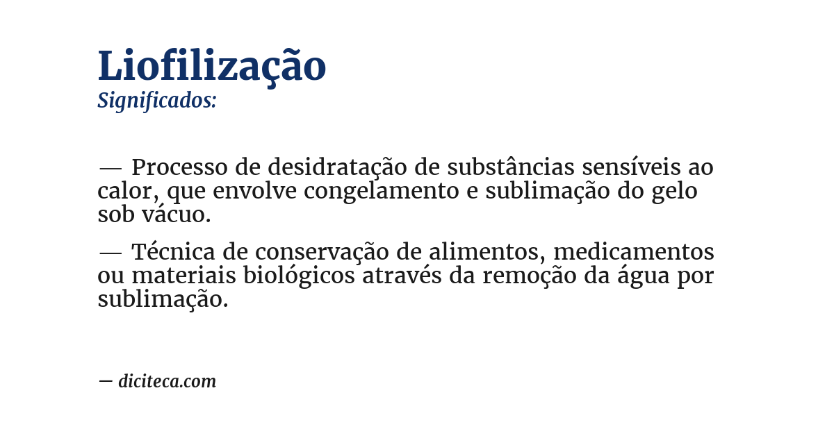 Significado de liofilização