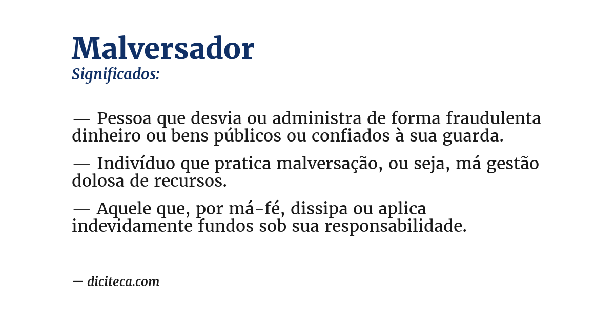 Significado de malversador