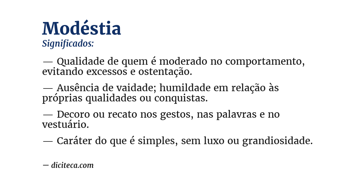Significado de modéstia
