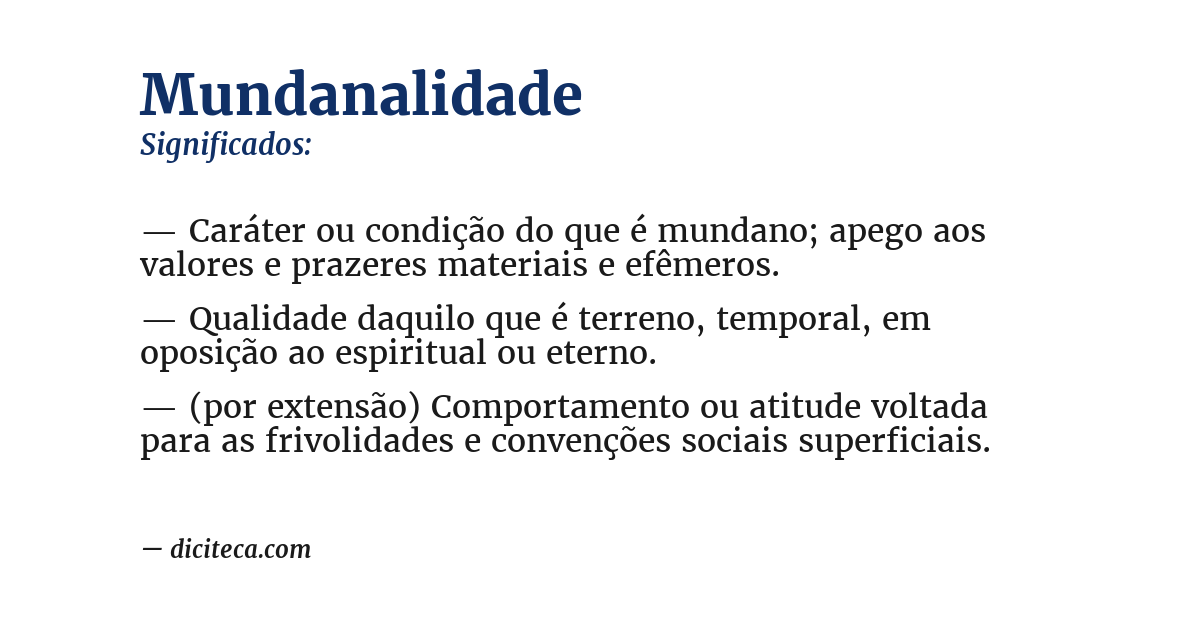 Significado de mundanalidade