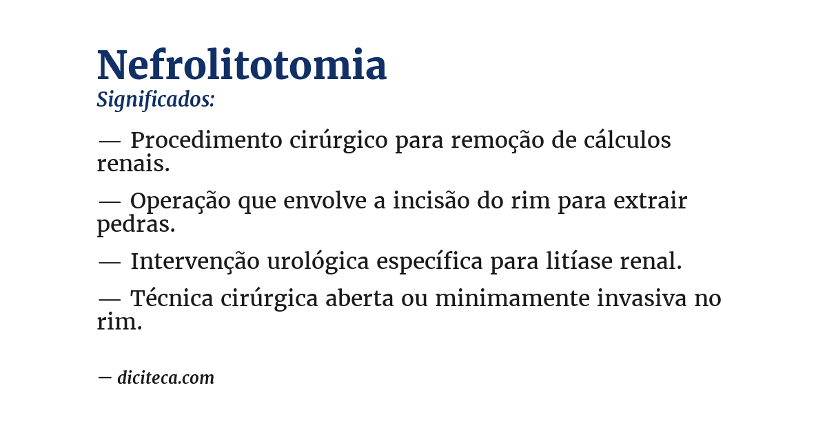 Significado de nefrolitotomia