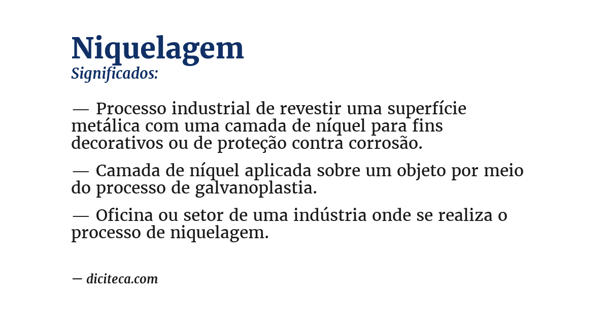 Significado de niquelagem