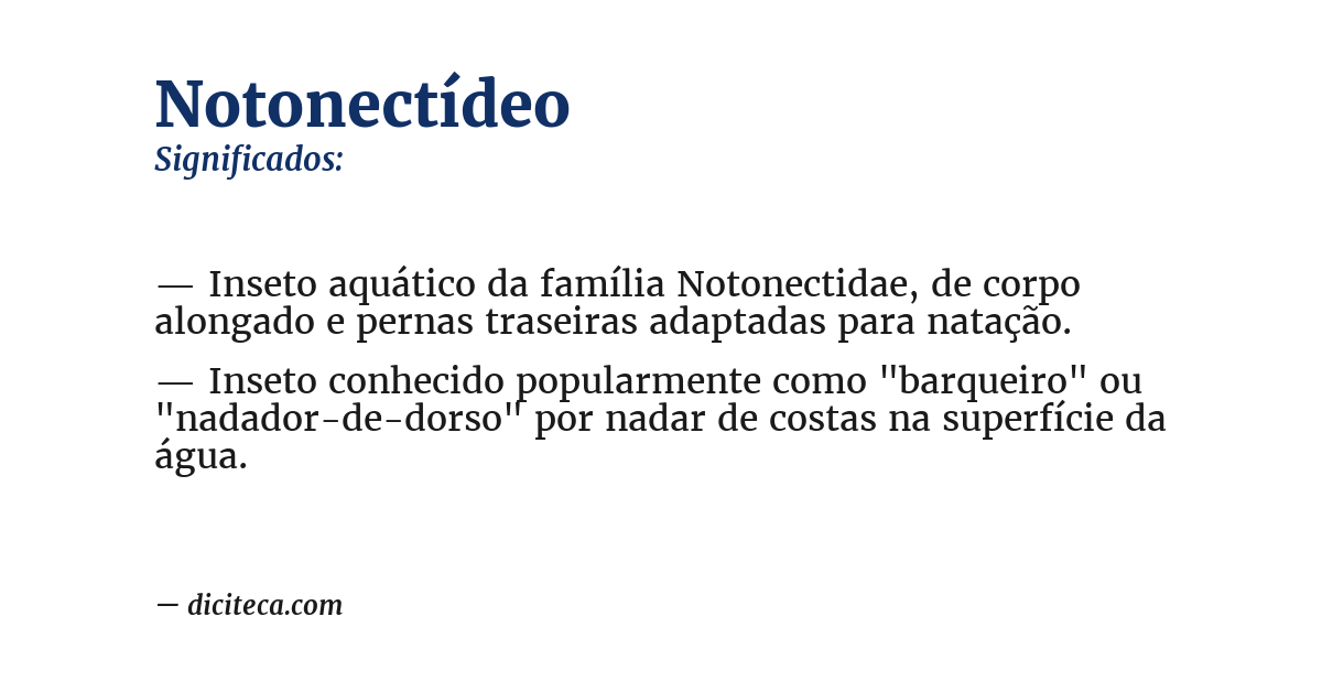 Significado de notonectídeo