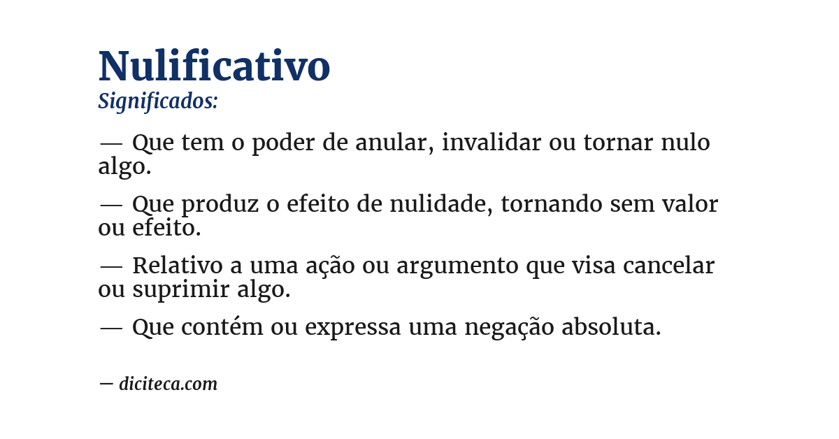 Significado de nulificativo