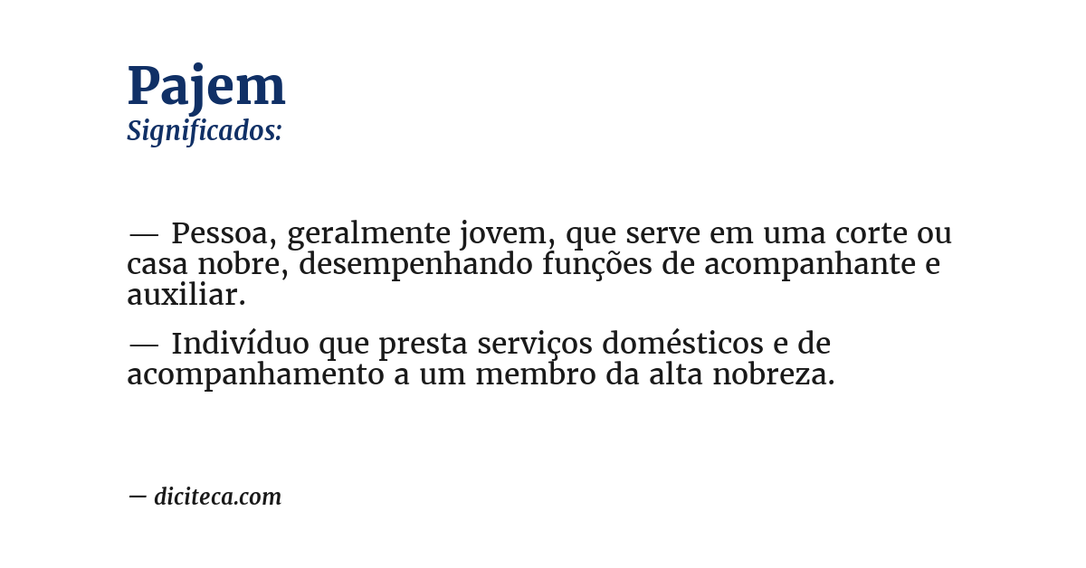 Significado de pajem