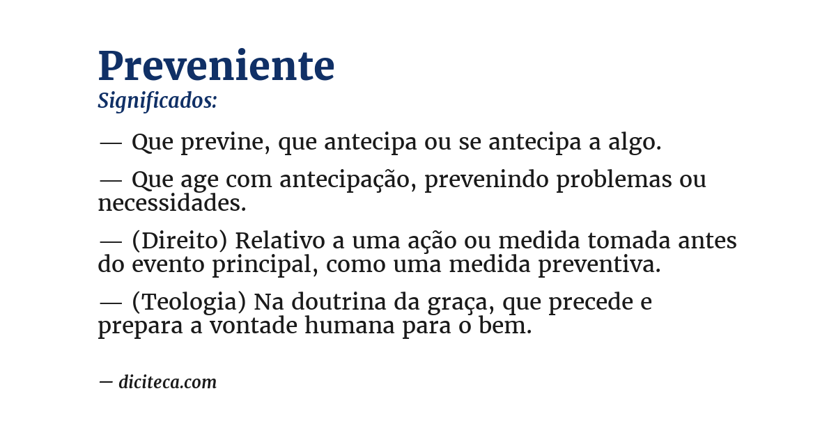 Significado de preveniente