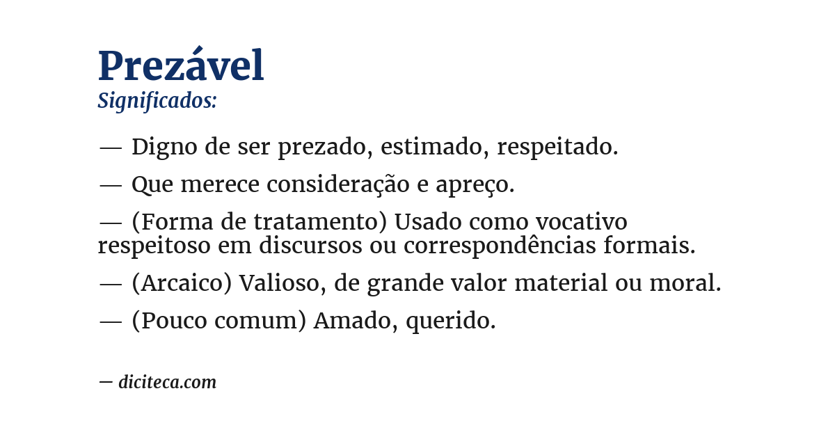 Significado de prezável