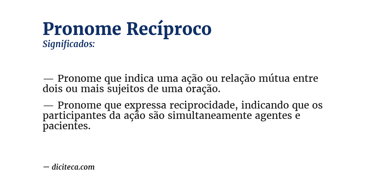Significado de pronome recíproco