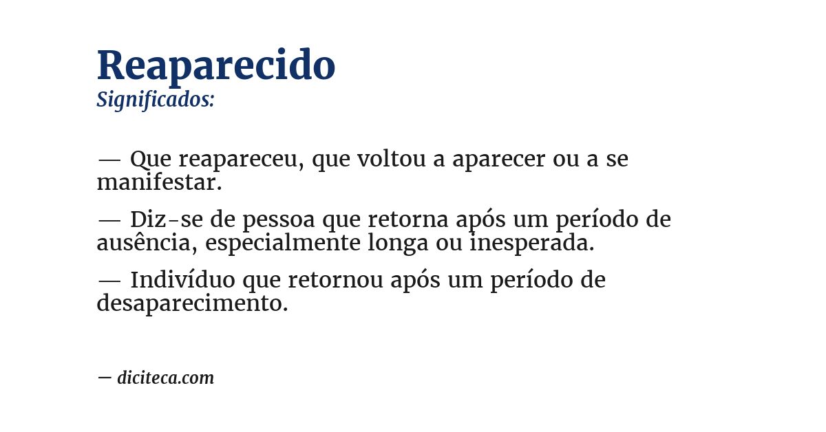 Significado de reaparecido