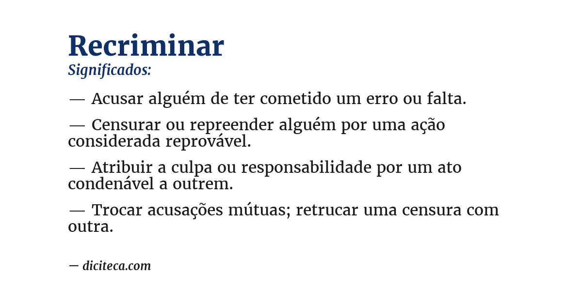 Significado de recriminar