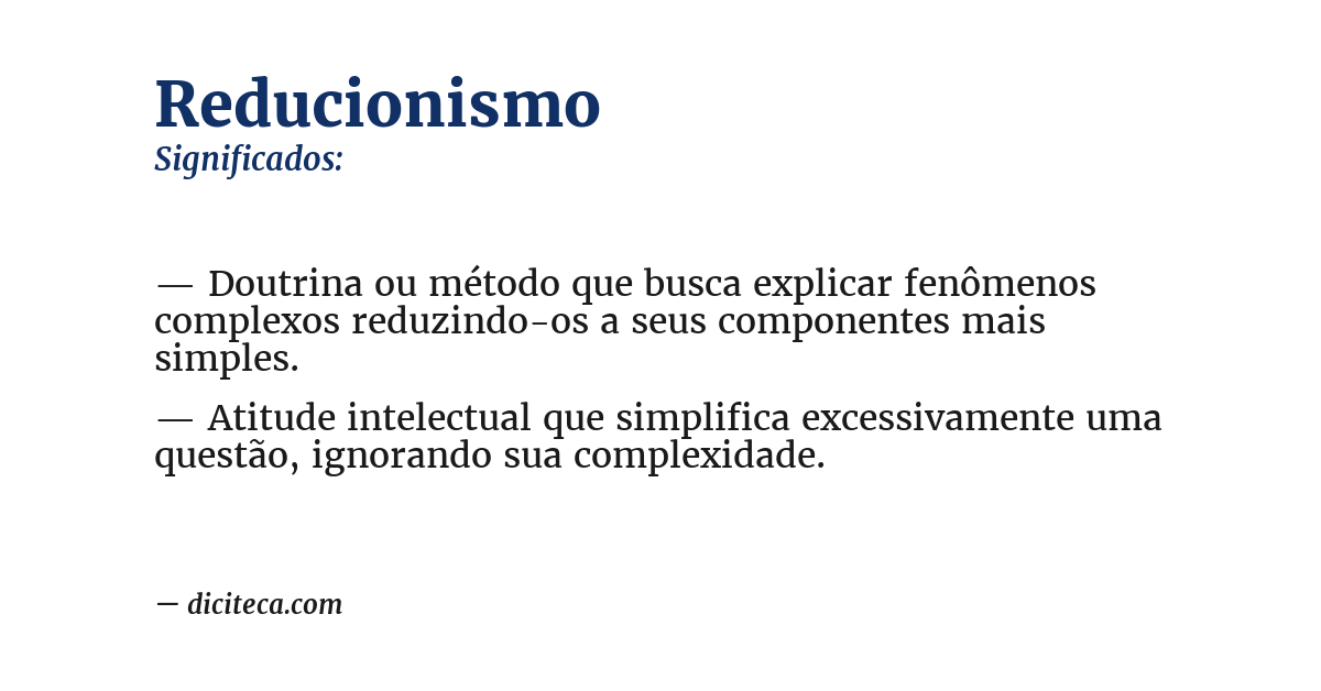 Significado de reducionismo