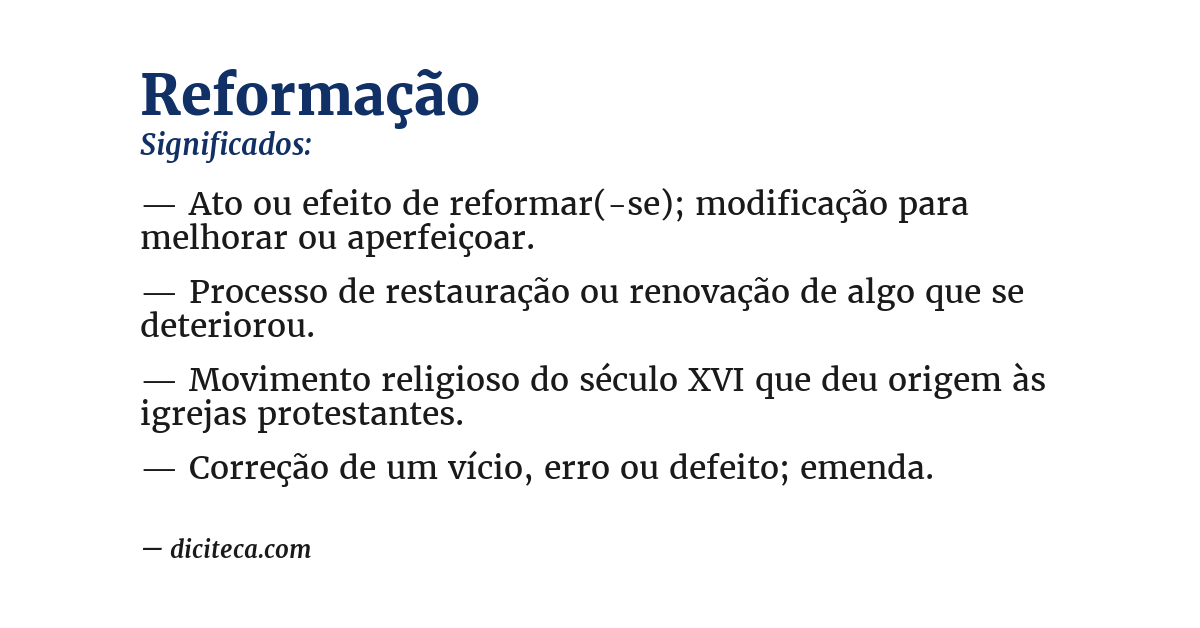 Significado de reformação