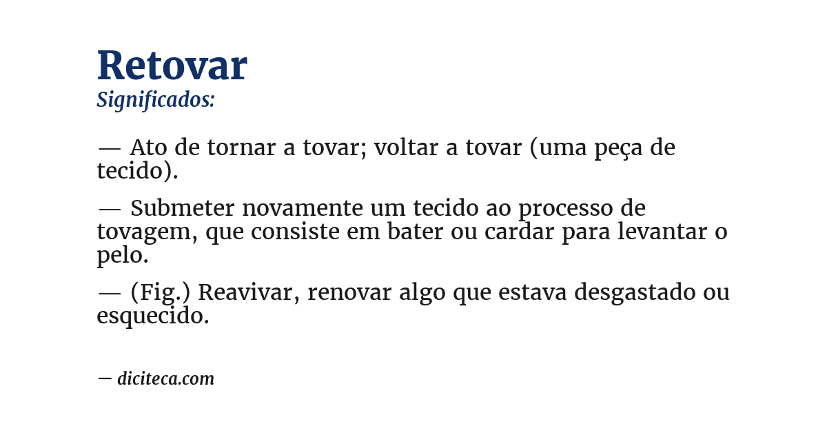 Significado de retovar
