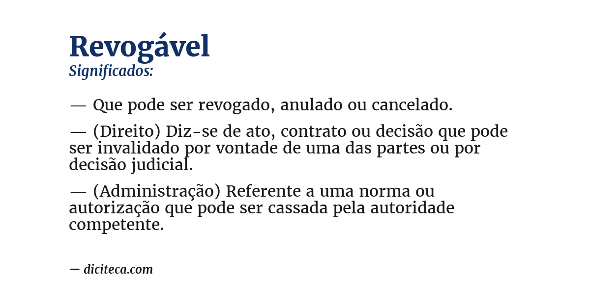 Significado de revogável