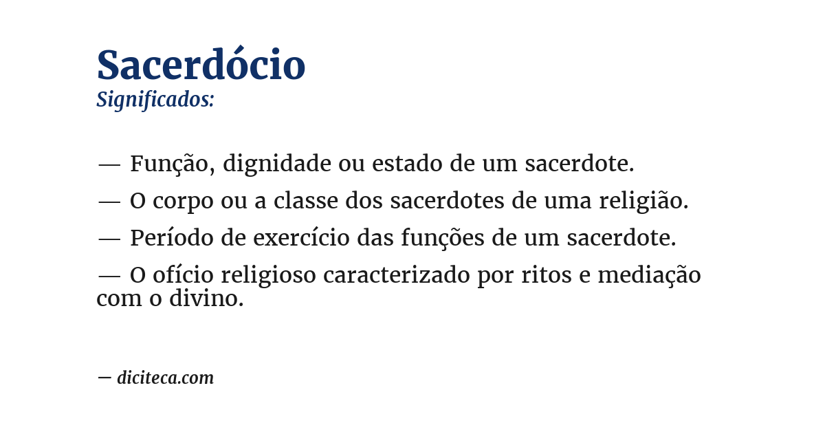 Significado de sacerdócio
