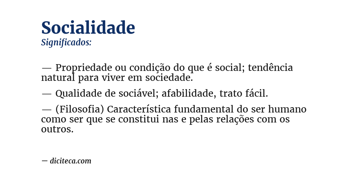 Significado de socialidade