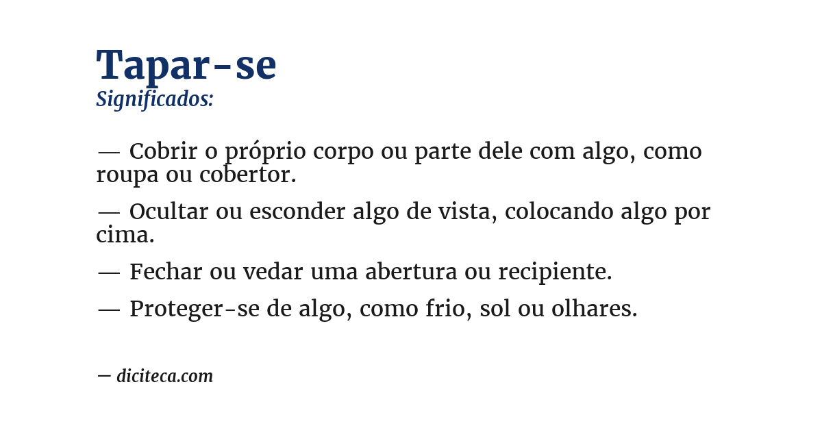 Significado de tapar-se