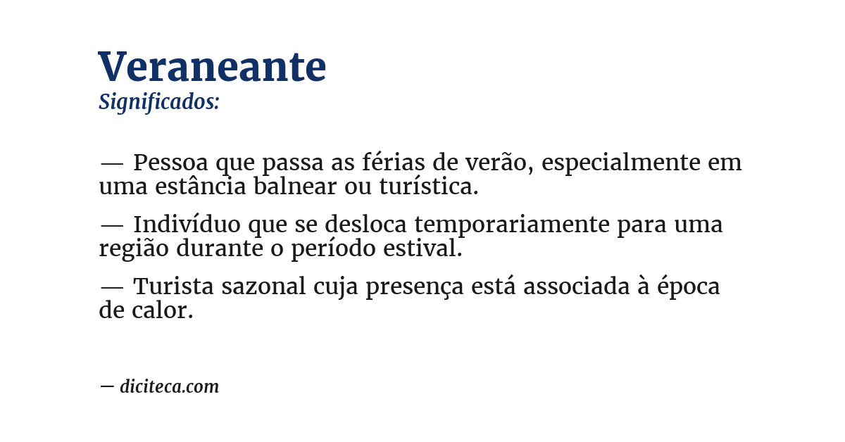 Significado de veraneante