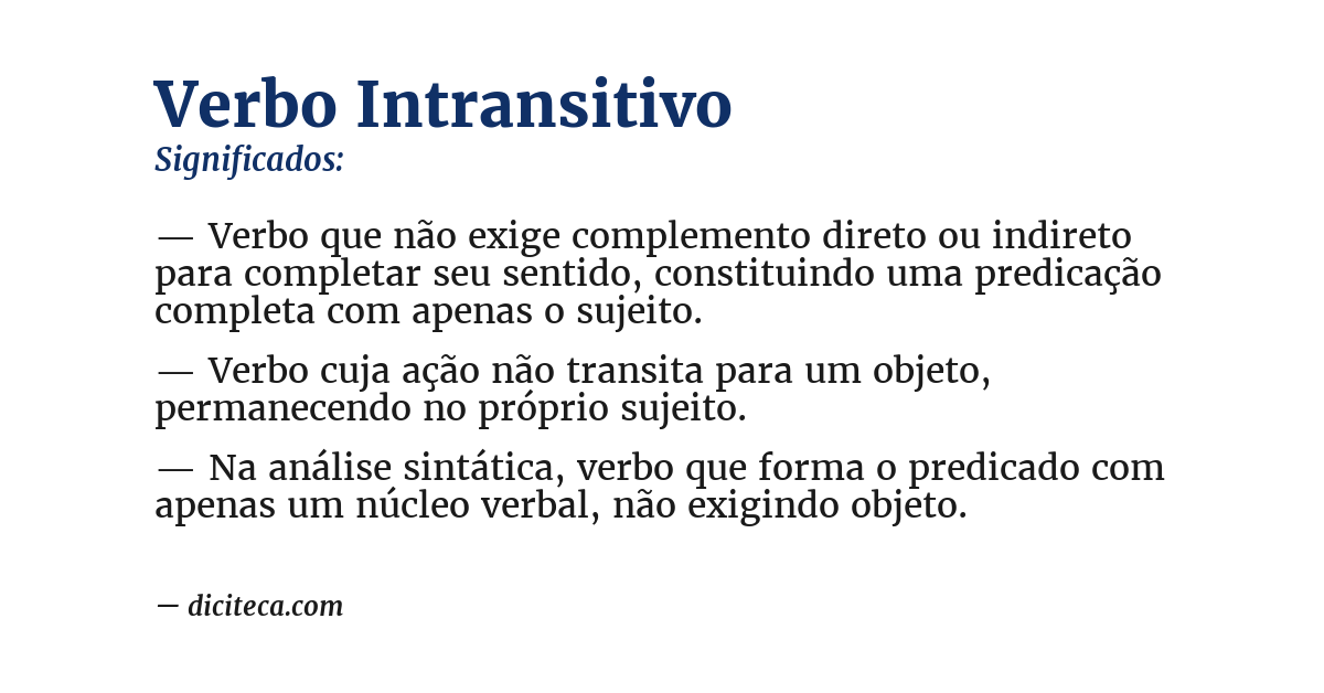 Significado de verbo intransitivo