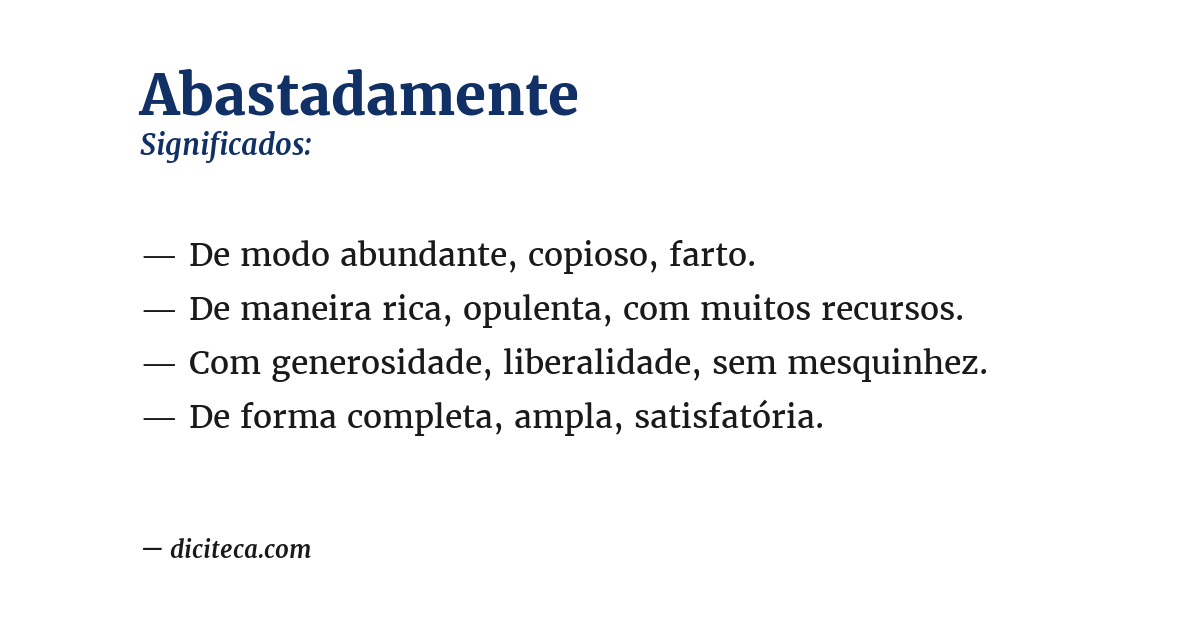 Significado de abastadamente