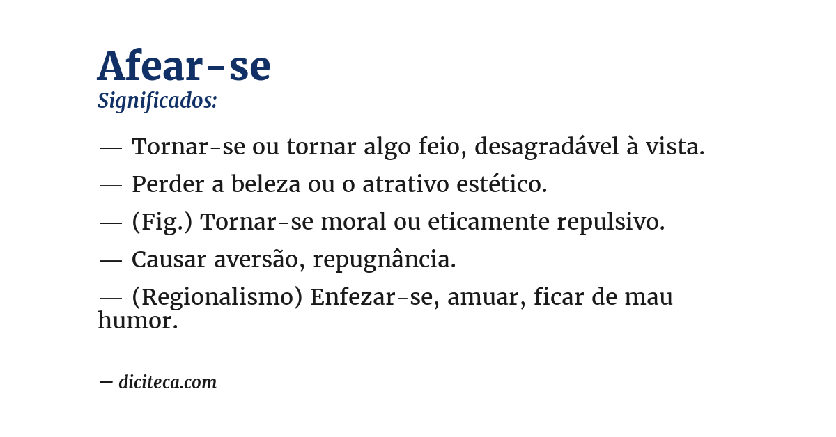 Significado de afear-se