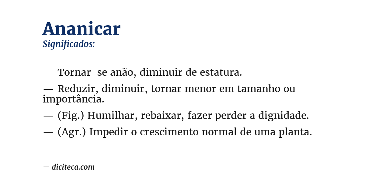 Significado de ananicar