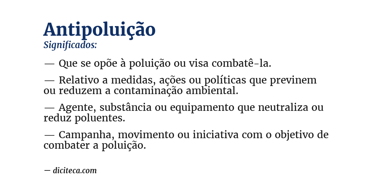 Significado de antipoluição