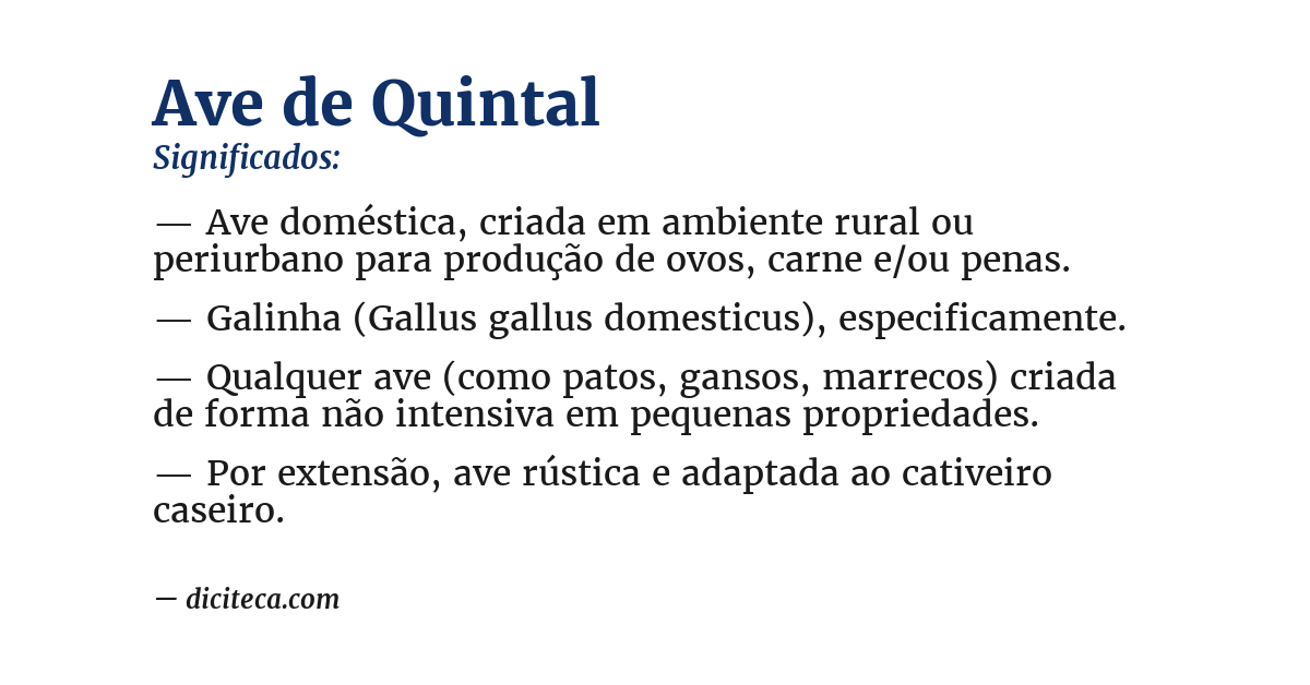 Significado de ave de quintal