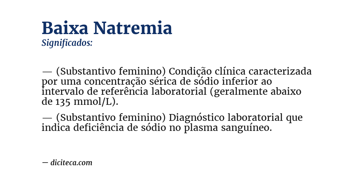 Significado de baixa natremia