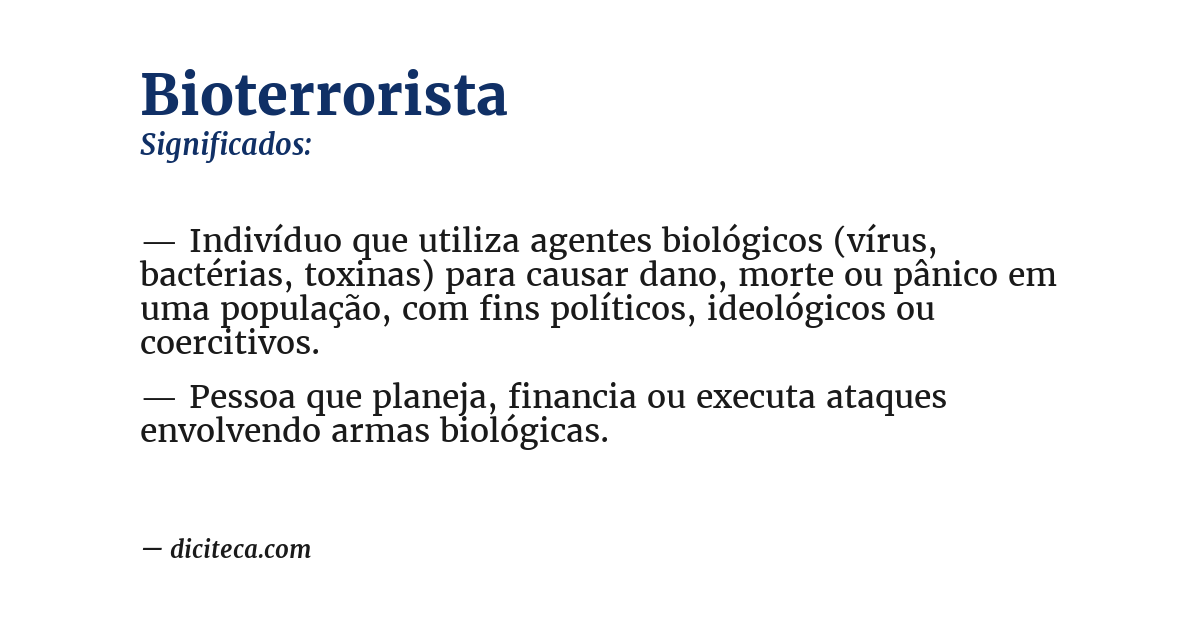 Significado de bioterrorista