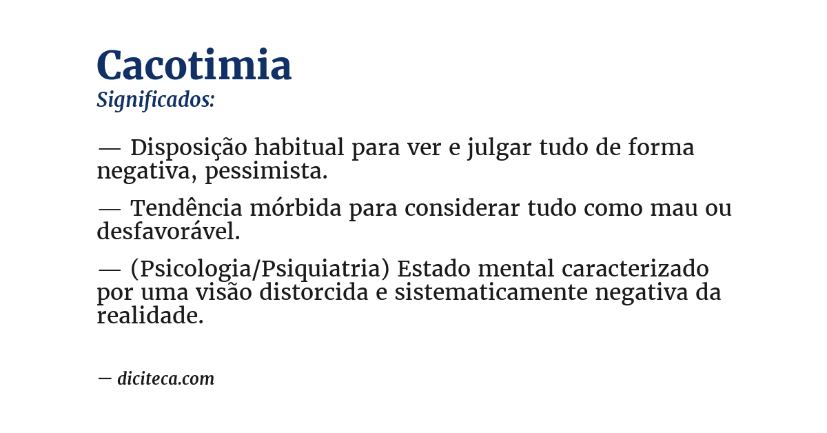 Significado de cacotimia