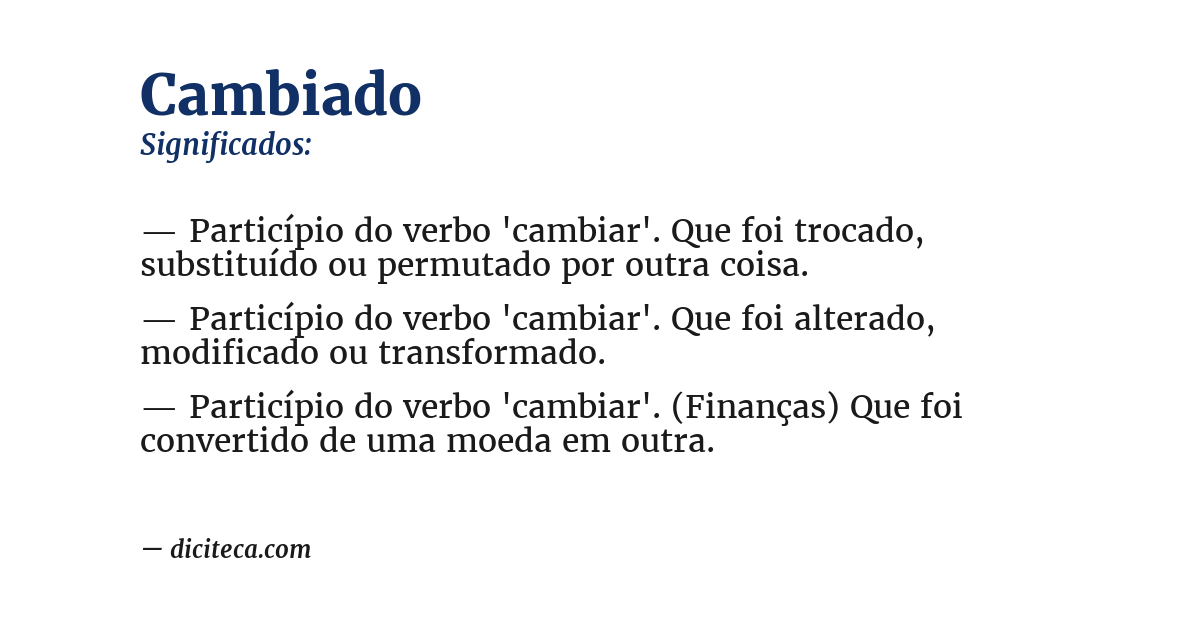Significado de cambiado