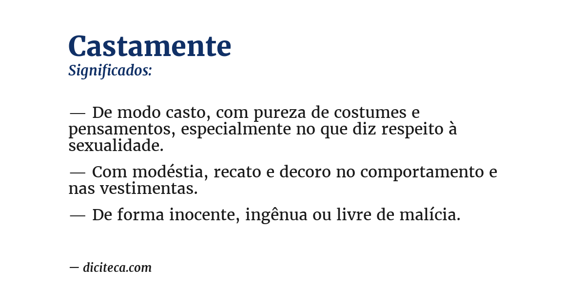 Significado de castamente