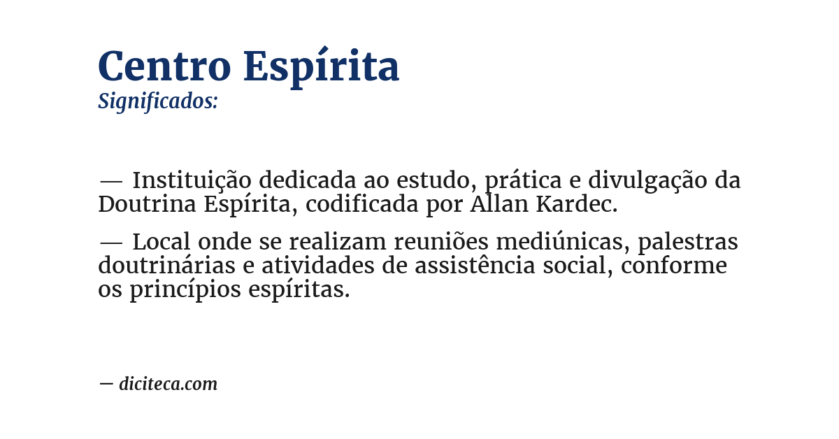 Significado de centro espírita