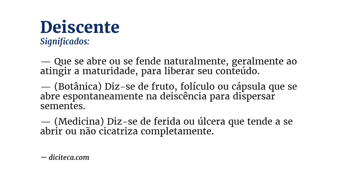 Significado de deiscente