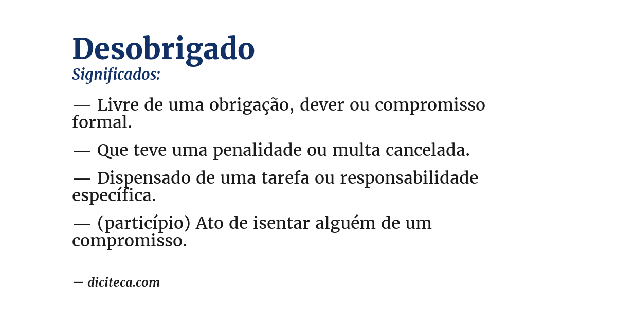 Significado de desobrigado
