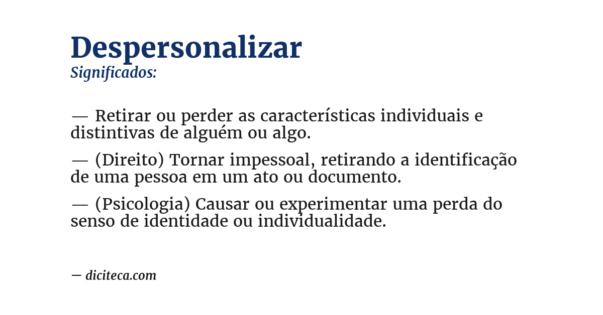 Significado de despersonalizar