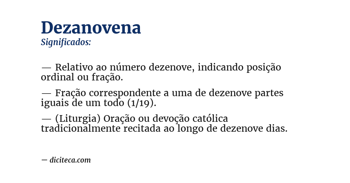 Significado de dezanovena