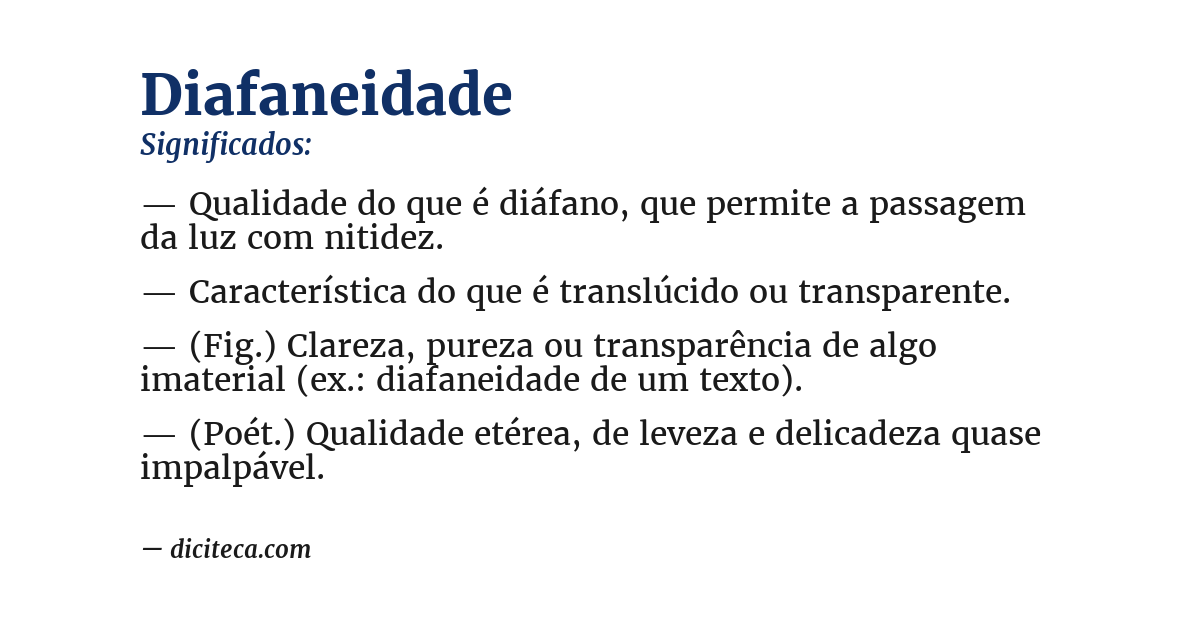 Significado de diafaneidade