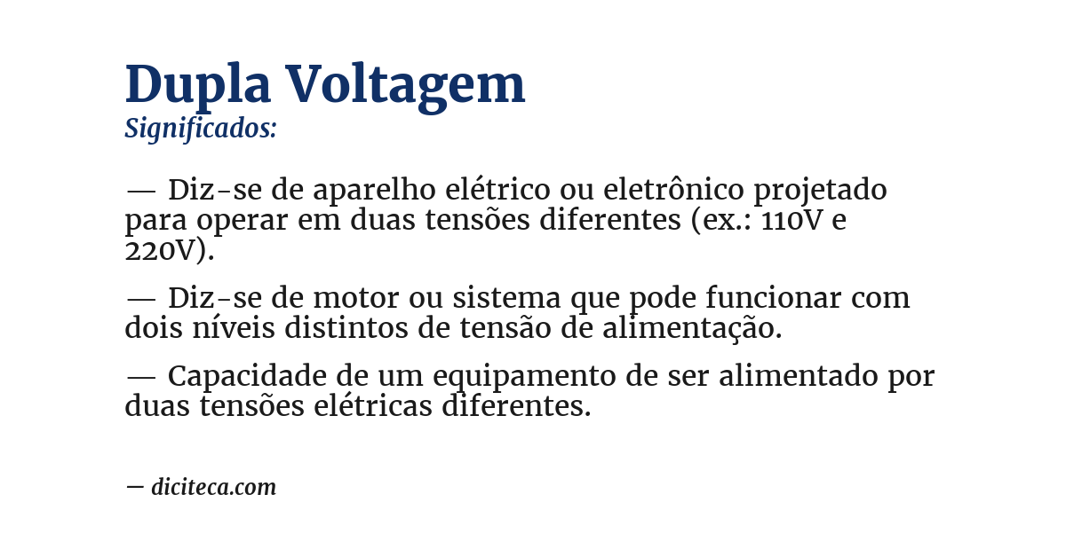 Significado de dupla voltagem