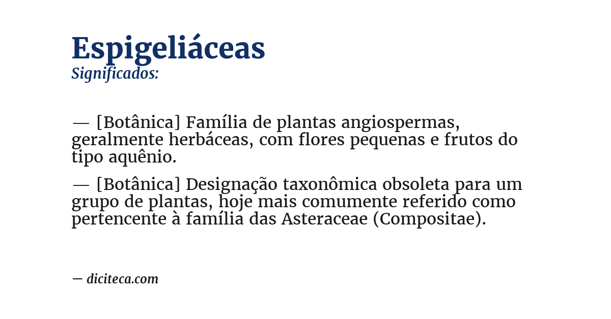 Significado de espigeliáceas