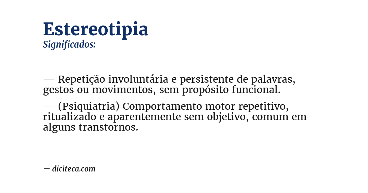 Significado de estereotipia