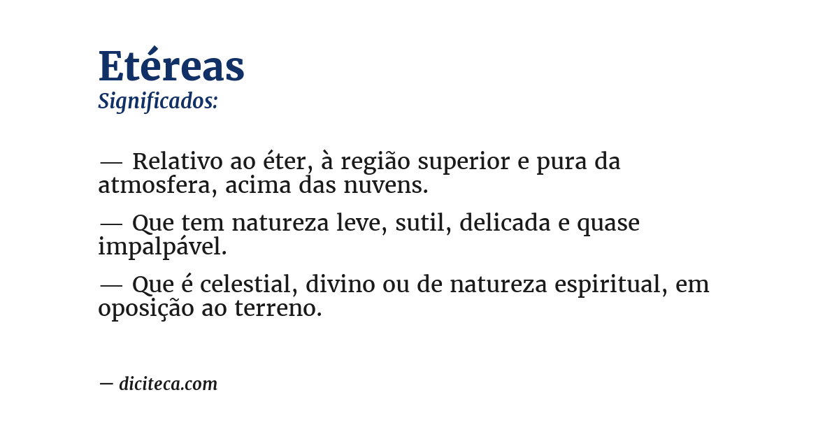 Significado de etéreas