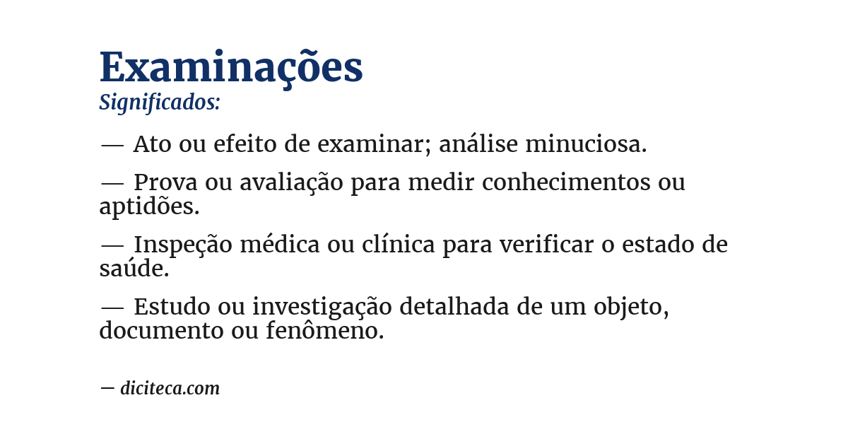Significado de examinações