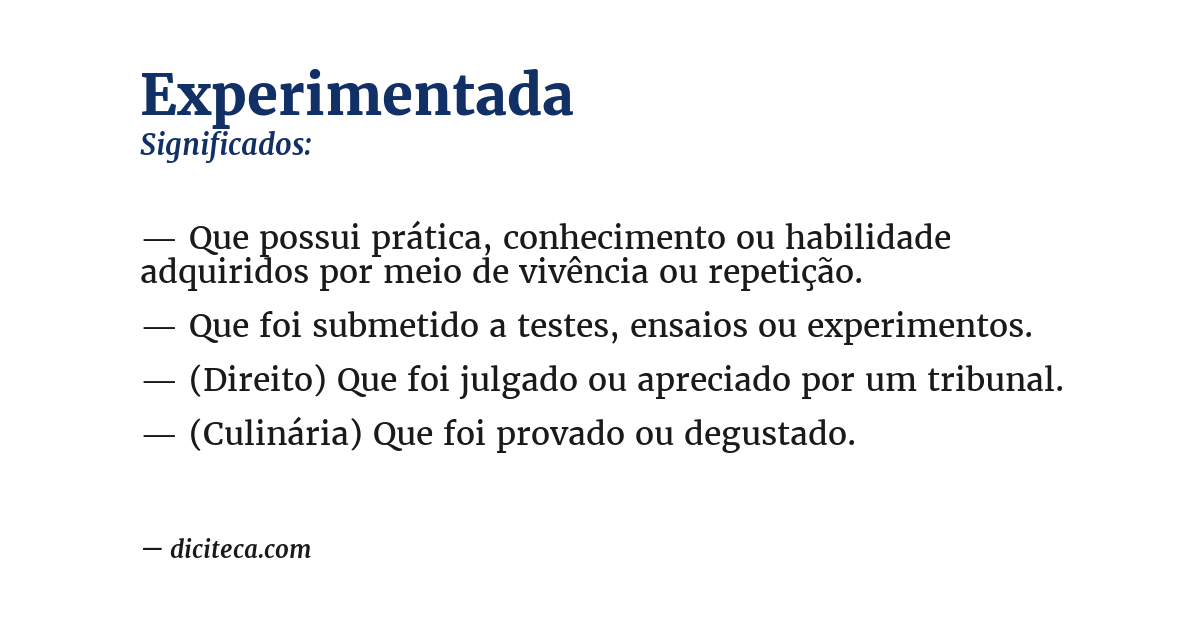 Significado de experimentada