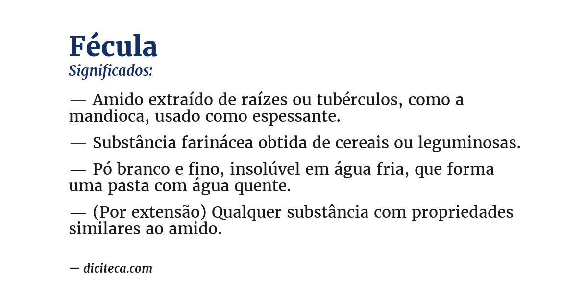 Significado de fécula